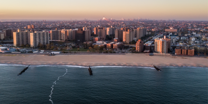 Aerial view of Brighton Beach, New York City