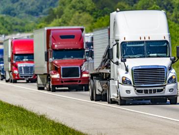 Semi trucks on interstate highway