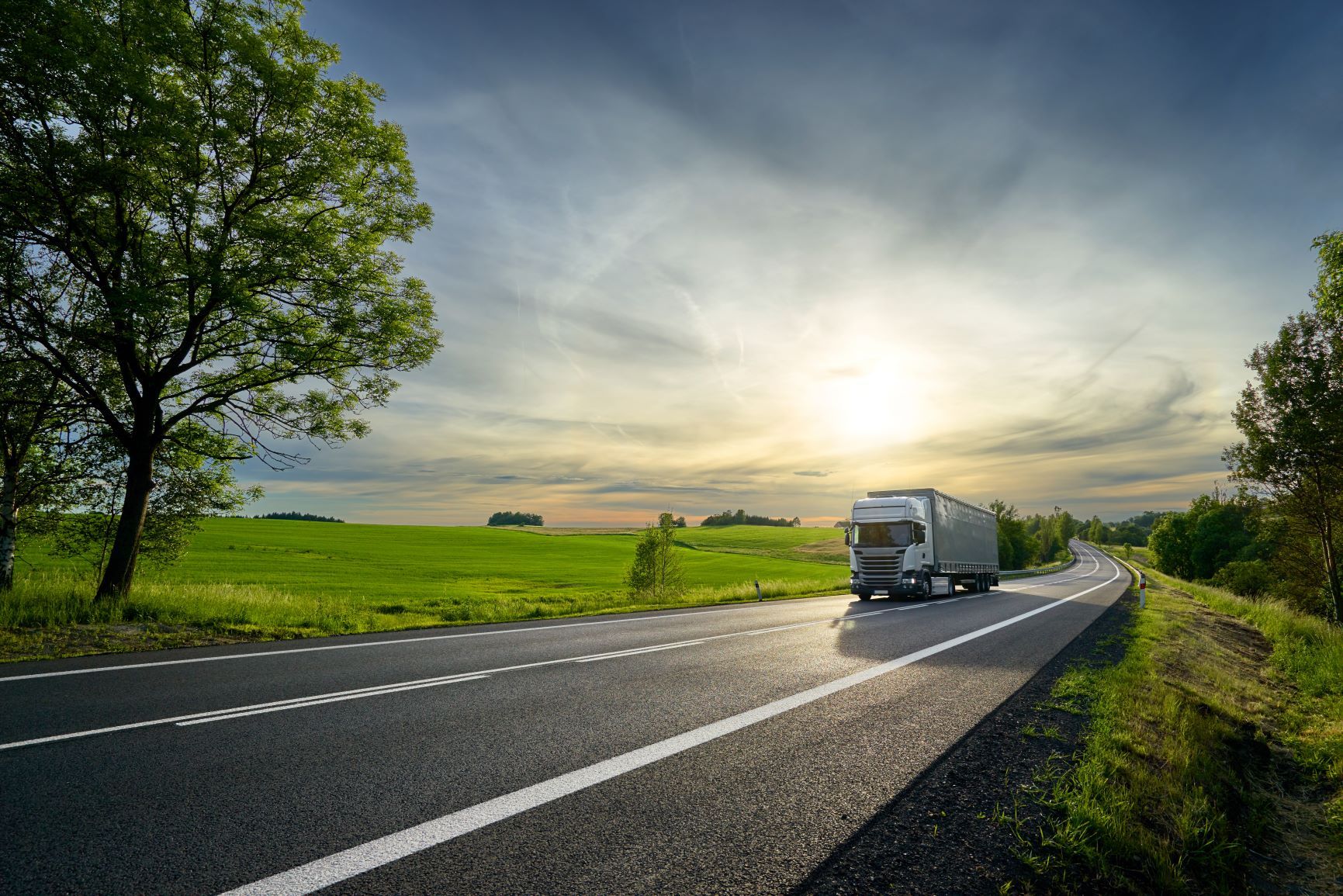 Electric truck on a scenic highway