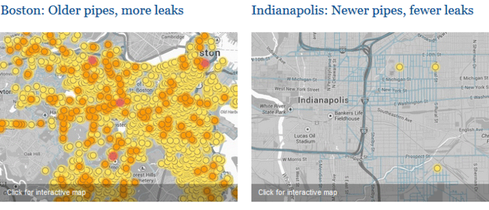 Boston and Indianapolis Google methane map