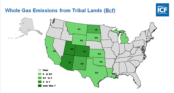 Whole gas emissions from Tribal Land by state