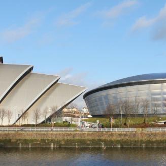 Building in Glasgow, Scotland, where the U.N. climate summit known as COP26 will take place starting October 31.