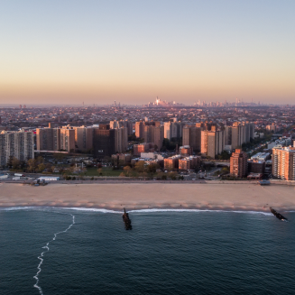 Aerial view of Brighton Beach, New York City