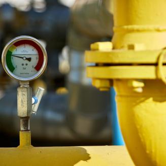 Gauge next to yellow piping