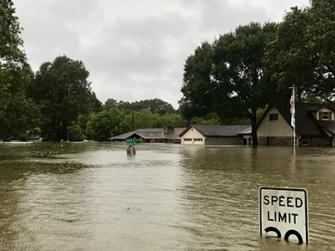 Flooded street as a result of extreme weather